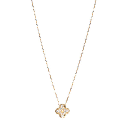 Van Cleef & Arpels 18K Yellow Gold Diamond Vintage Alhambra Pendant Necklace 1 of 4
