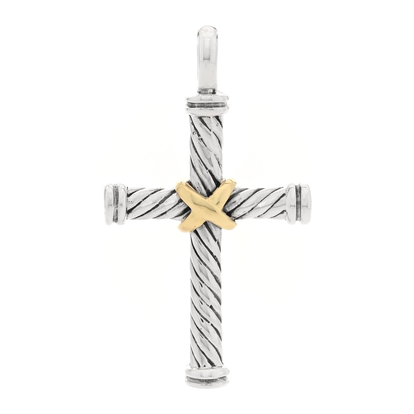 Sterling Silver 18K Yellow Gold X Cross Pendant