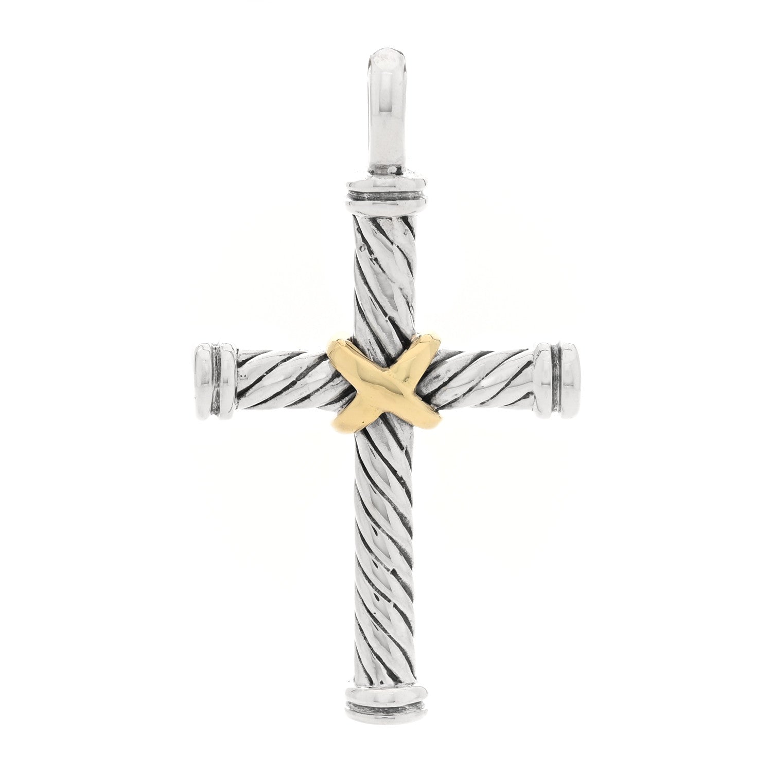 David Yurman Sterling Silver 18K Yellow Gold X Cross Pendant 1 of 3