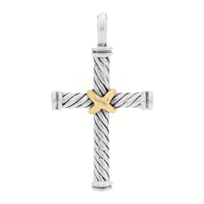David Yurman Sterling Silver 18K Yellow Gold X Cross Pendant 1 of 3