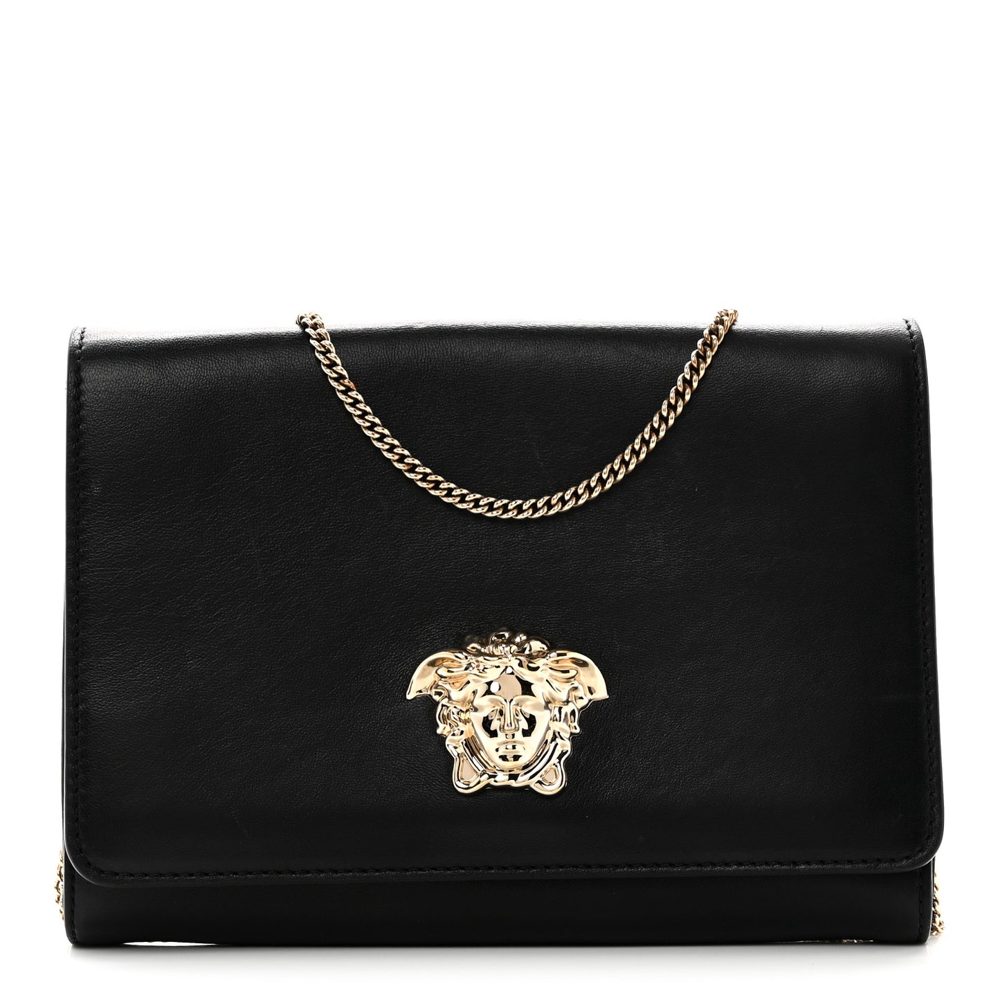 Vitello Palazzo Medusa Evening Clutch Bag Black