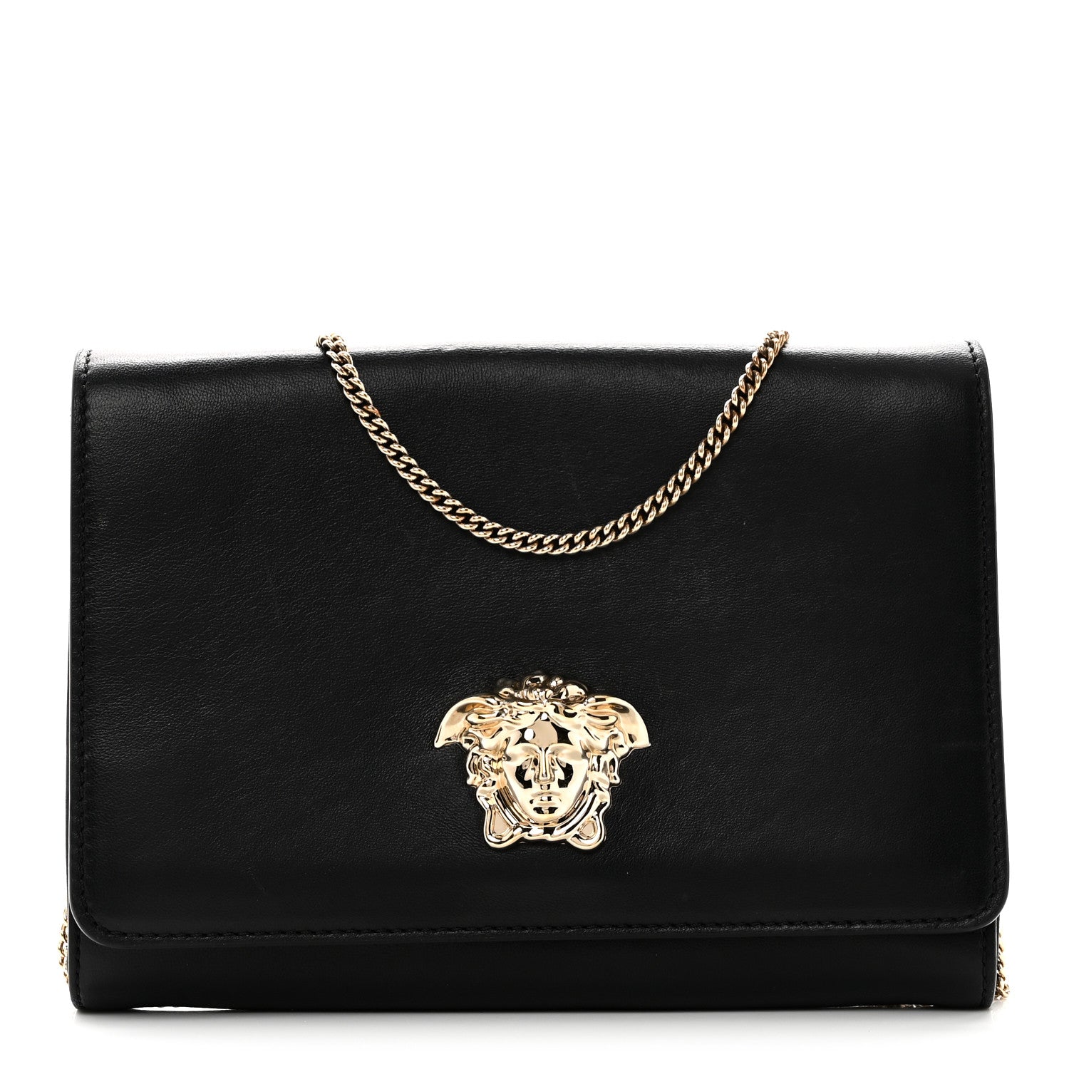 Versace Vitello Palazzo Medusa Evening Clutch Bag Black 1 of 9