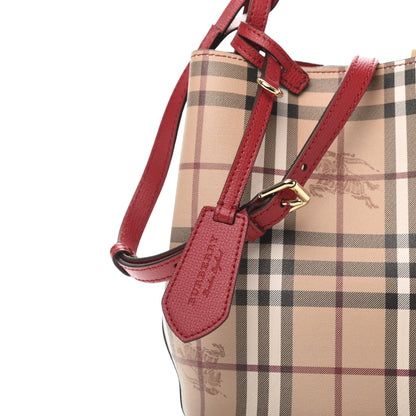 Burberry Haymarket Check Colours Small Lorne Bucket Crossbody Poppy Red 9 of 9