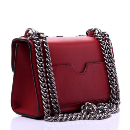 Gucci Calfskin Bee Embroidered Small Padlock Shoulder Bag Hibiscus Red 3 of 15