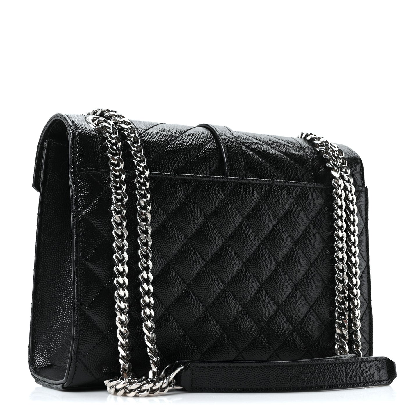 Grain De Poudre Textured Mixed Matelasse Triquilt Medium Monogram Satchel Black