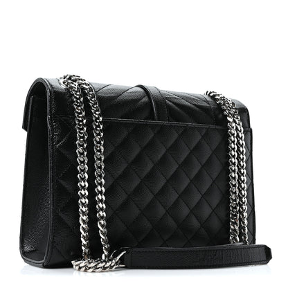 Saint Laurent Grain De Poudre Textured Mixed Matelasse Triquilt Medium Monogram Satchel Black 3 of 10