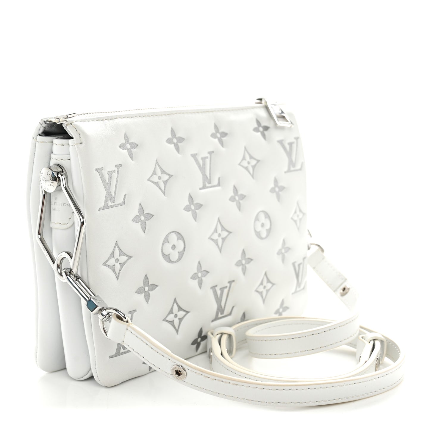 Lambskin Embossed Monogram Coussin BB  White Silver