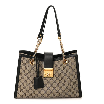 Gucci GG Supreme Monogram Medium Padlock Tote Black 1 of 10