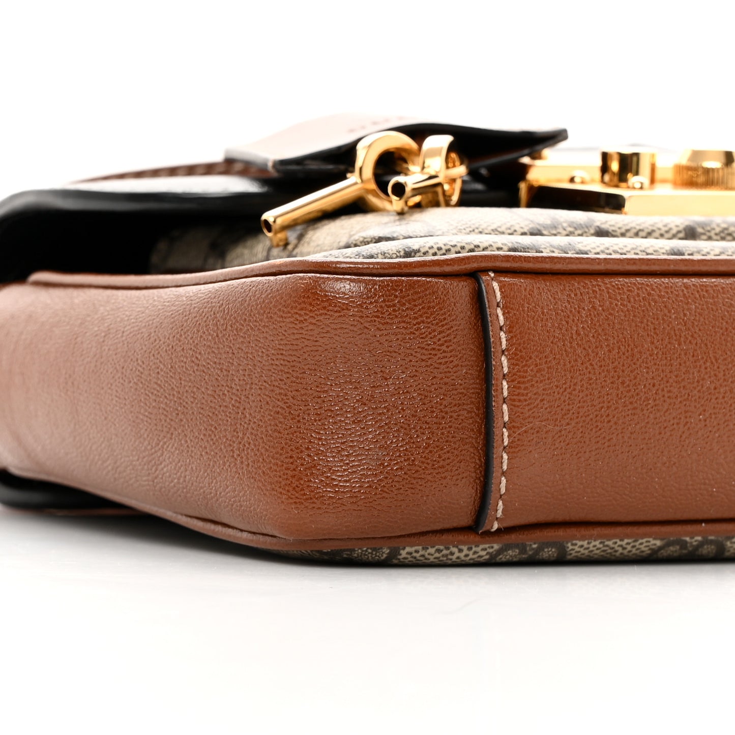 GG Supreme Monogram New Sakai Lux Calfskin Mini Padlock Flap Pocket Shoulder Bag Beige Ebony Black Cuir
