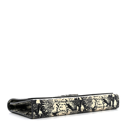 Saint Laurent Calfskin Snakeskin Embossed Classic Monogram Cassandre Clutch Beige Black 4 of 13
