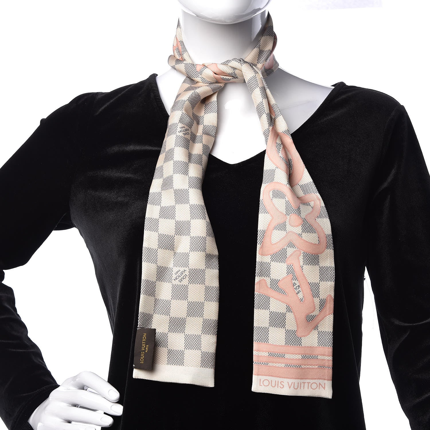 Louis Vuitton Silk Damier Azur Tahitienne Bandeau Rose Ballerine 2 of 4