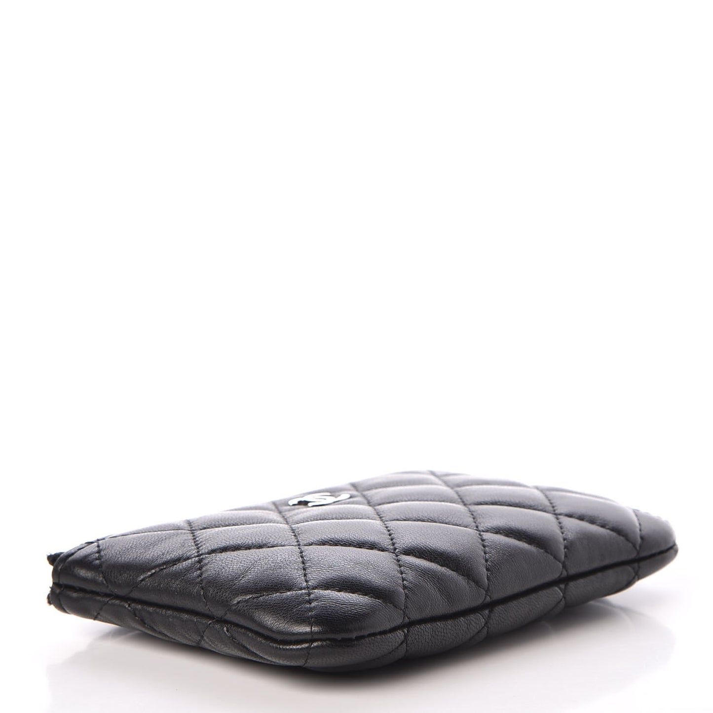 Lambskin Quilted Small Cosmetic Case Black