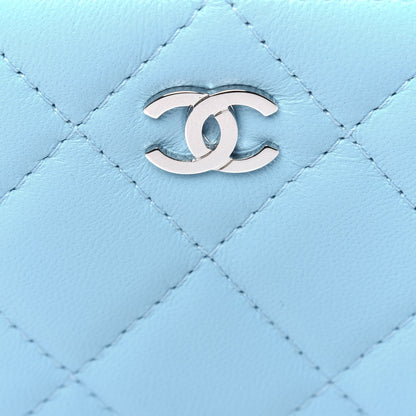 Chanel Lambskin Quilted Zip Around Coin Purse Wallet Neon Blue 10 of 11