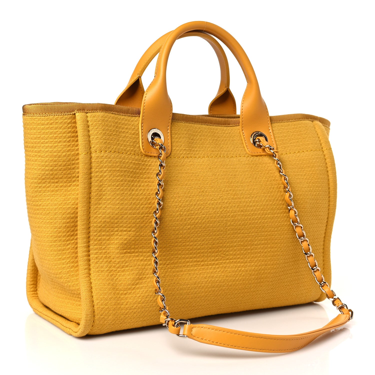 Chanel Mixed Fibers Small Deauville Tote Yellow 4 of 10
