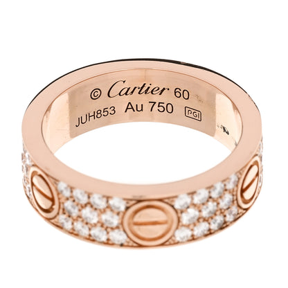 Cartier 18K Pink Gold Diamond 6.5mm LOVE Paved Ring 60 9 4 of 5