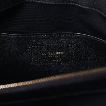Saint Laurent Sheepskin Matelasse Chevron Monogram Large College Satchel Black 6 of 9