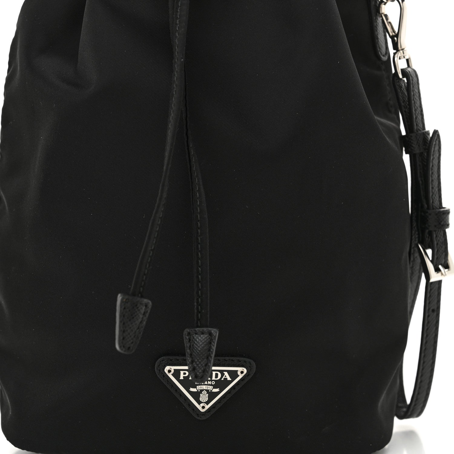 Prada Saffiano Tessuto Nylon Vela Bucket Wristlet Black 8 of 10