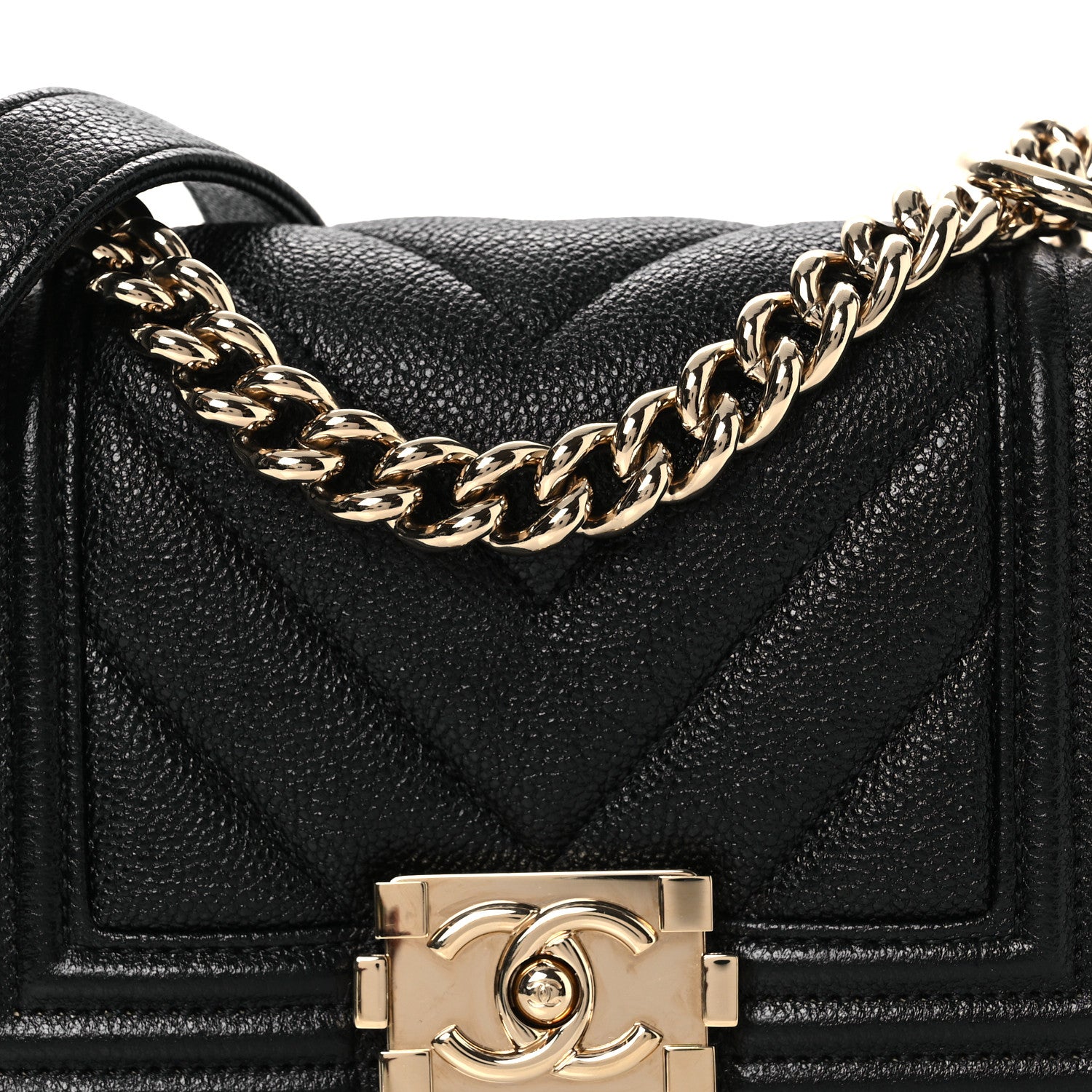 Chanel Caviar Chevron Quilted Mini Boy Flap Black Black 8 of 11