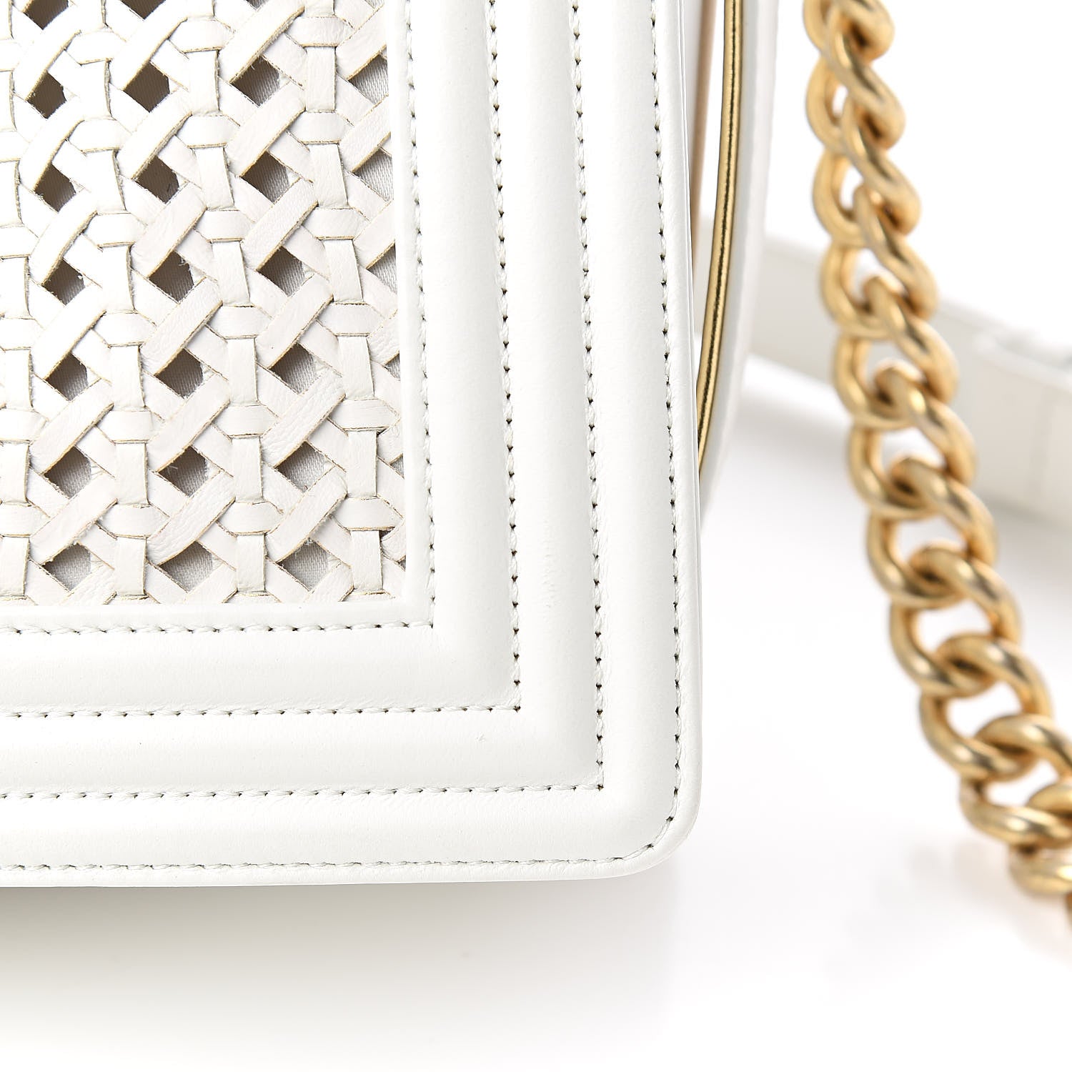 Chanel Sheepskin Braided New Medium Boy Reverso Flap White 15 of 16