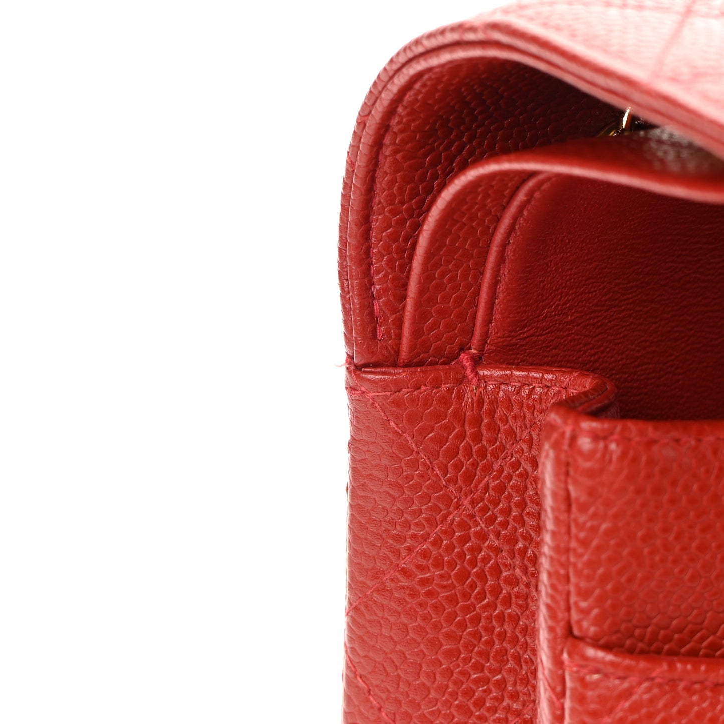 Caviar Quilted Medium Double Flap Red