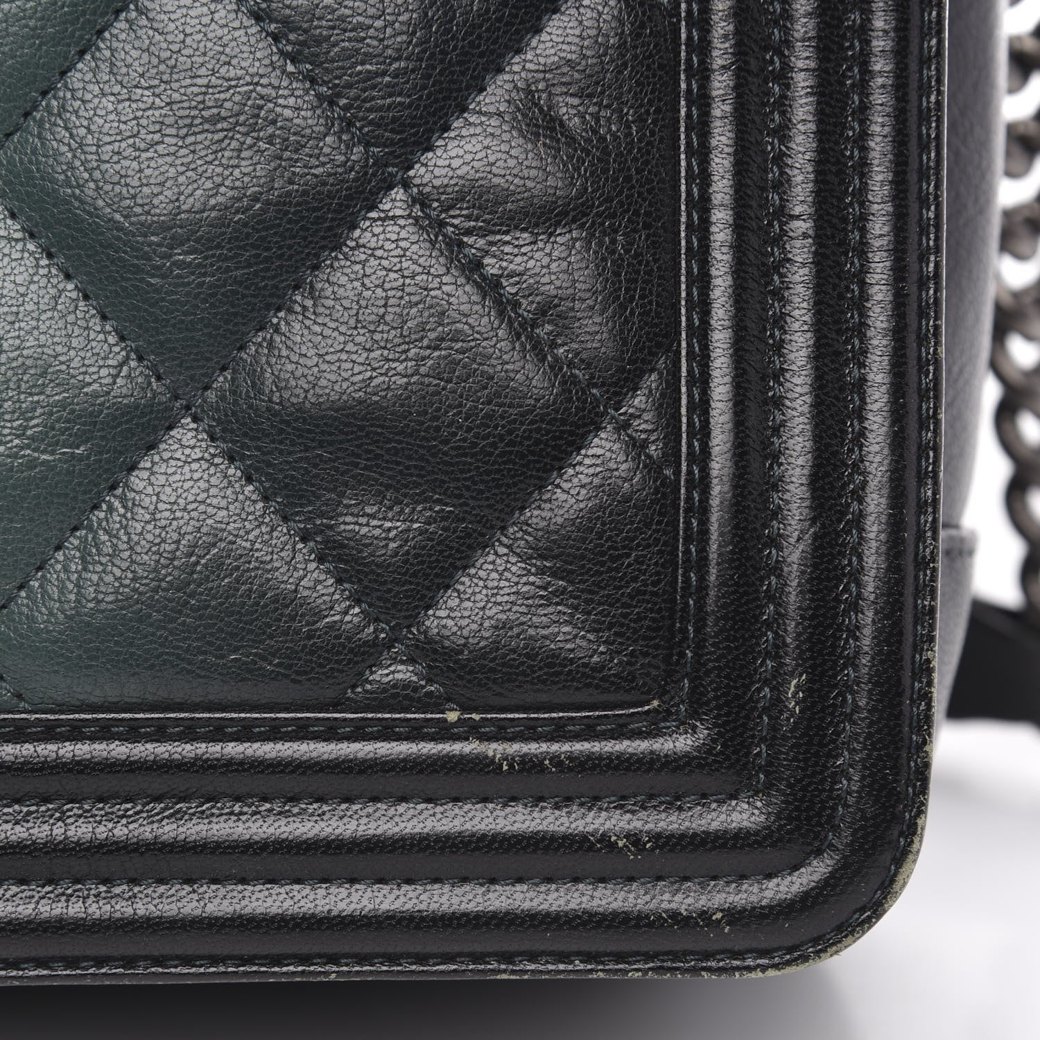 Chanel Goatskin Ombre Faded Quilted New Medium Boy Flap Dark Green 12 of 15