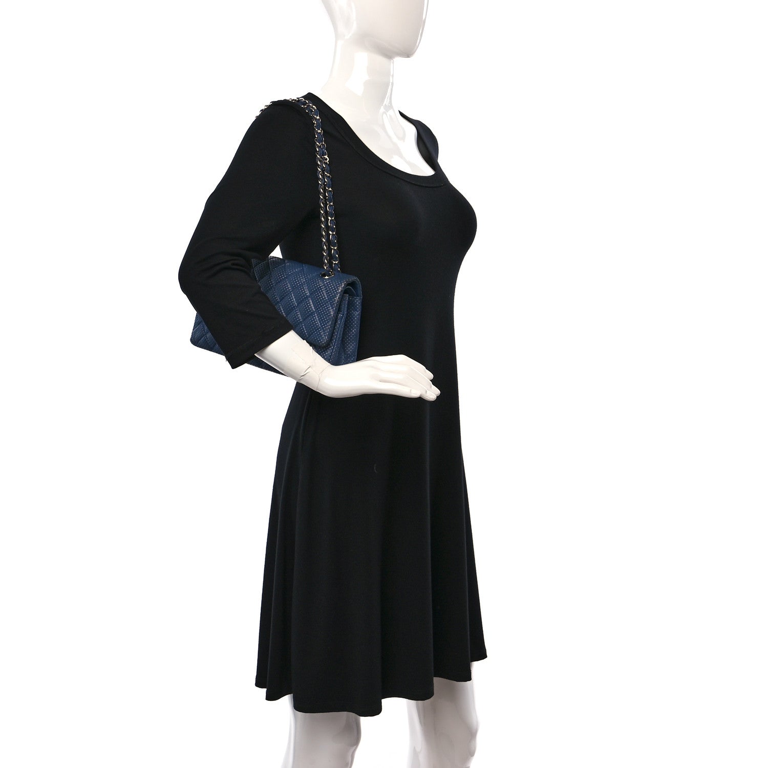 Chanel Lambskin Perforated Medium Double Flap Blue 2 of 11