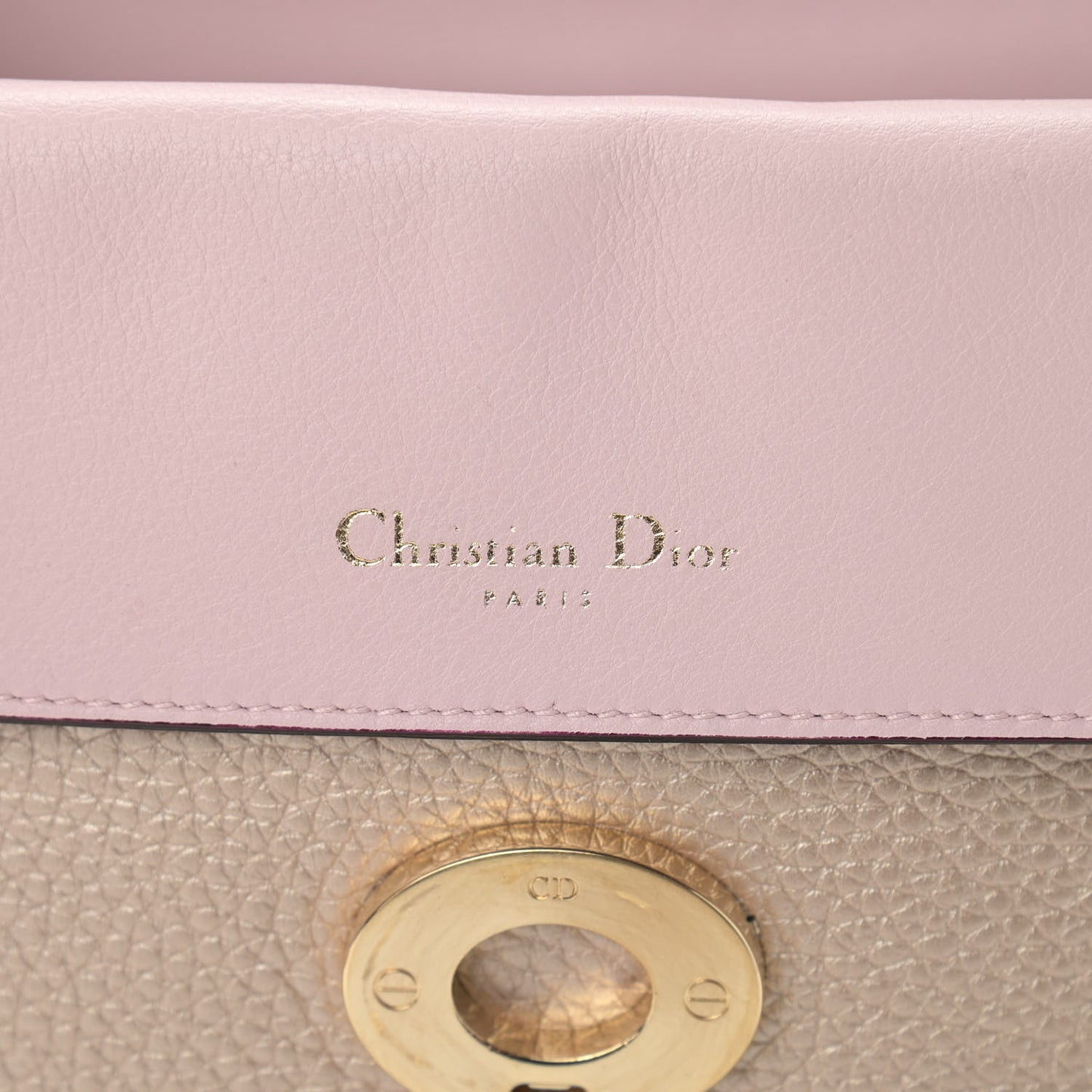 Metallic Bullcalf Small Be Dior Flap Pale Gold