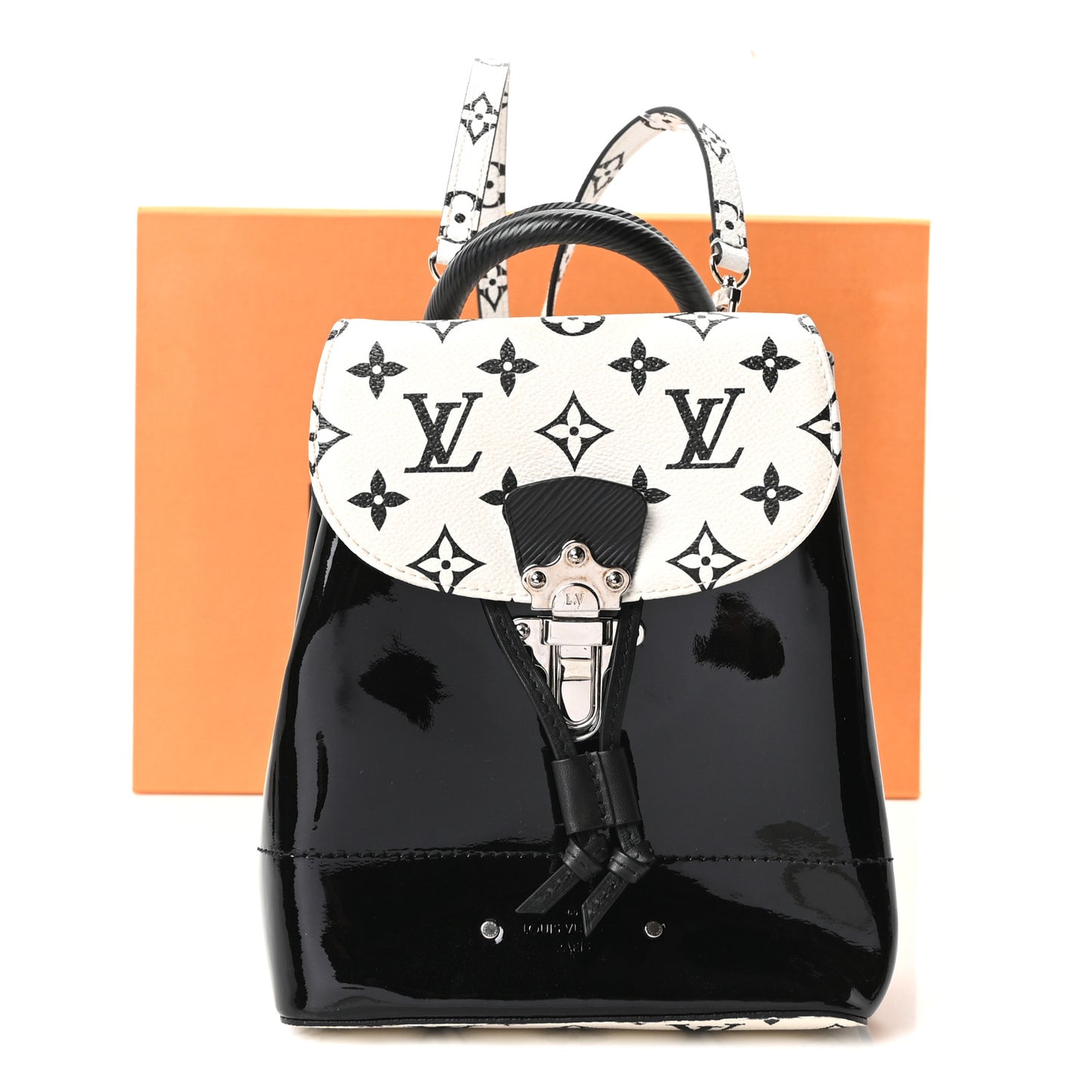Patent Monogram Hot Springs Backpack Black White