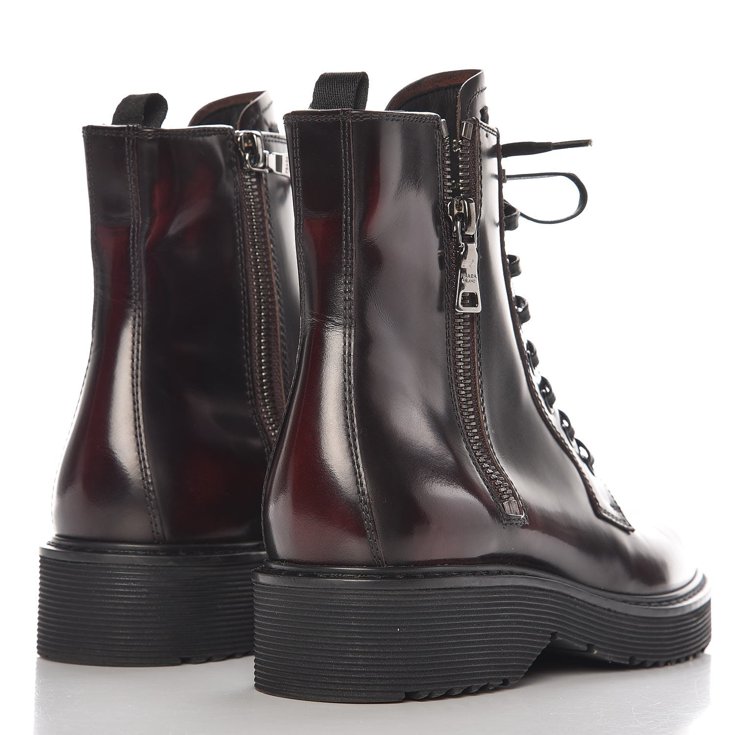 Prada Spazzolato Combat Boots 36 Granato Fume 4 of 10