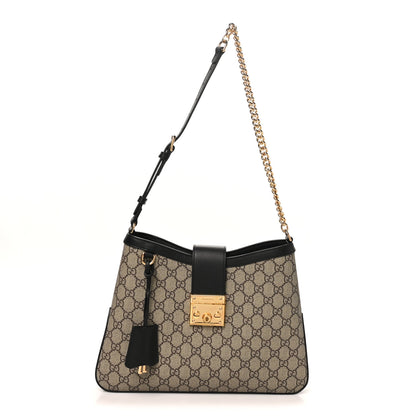 Gucci GG Supreme Monogram Medium Padlock Shoulder Bag Black 1 of 11