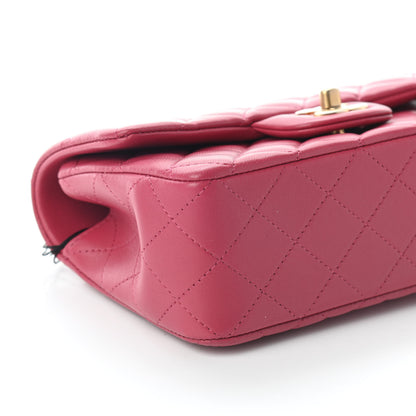 Chanel Lambskin Quilted Mini Top Handle Rectangular Flap Dark Pink 8 of 9