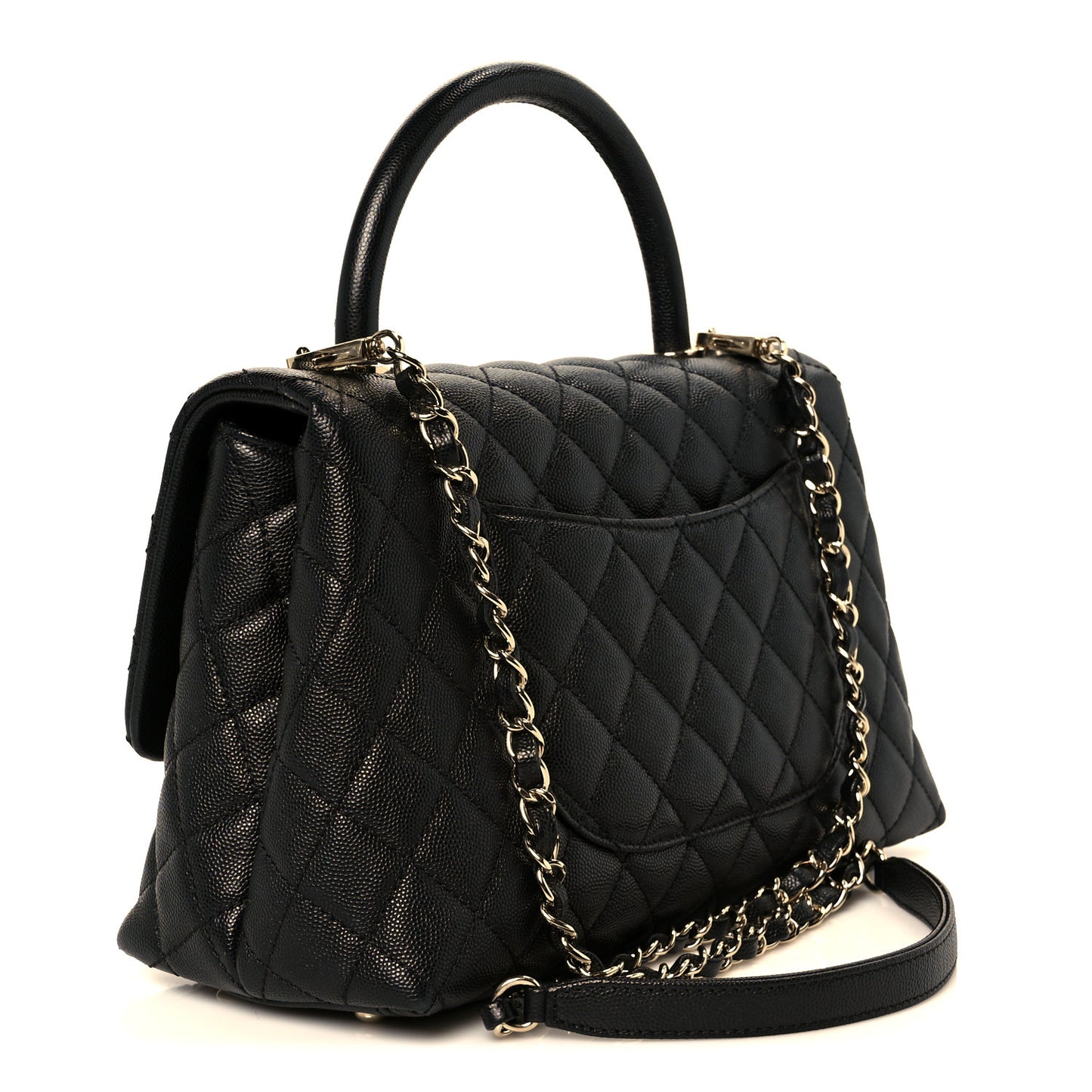 Caviar Quilted Small Coco Handle Flap Black