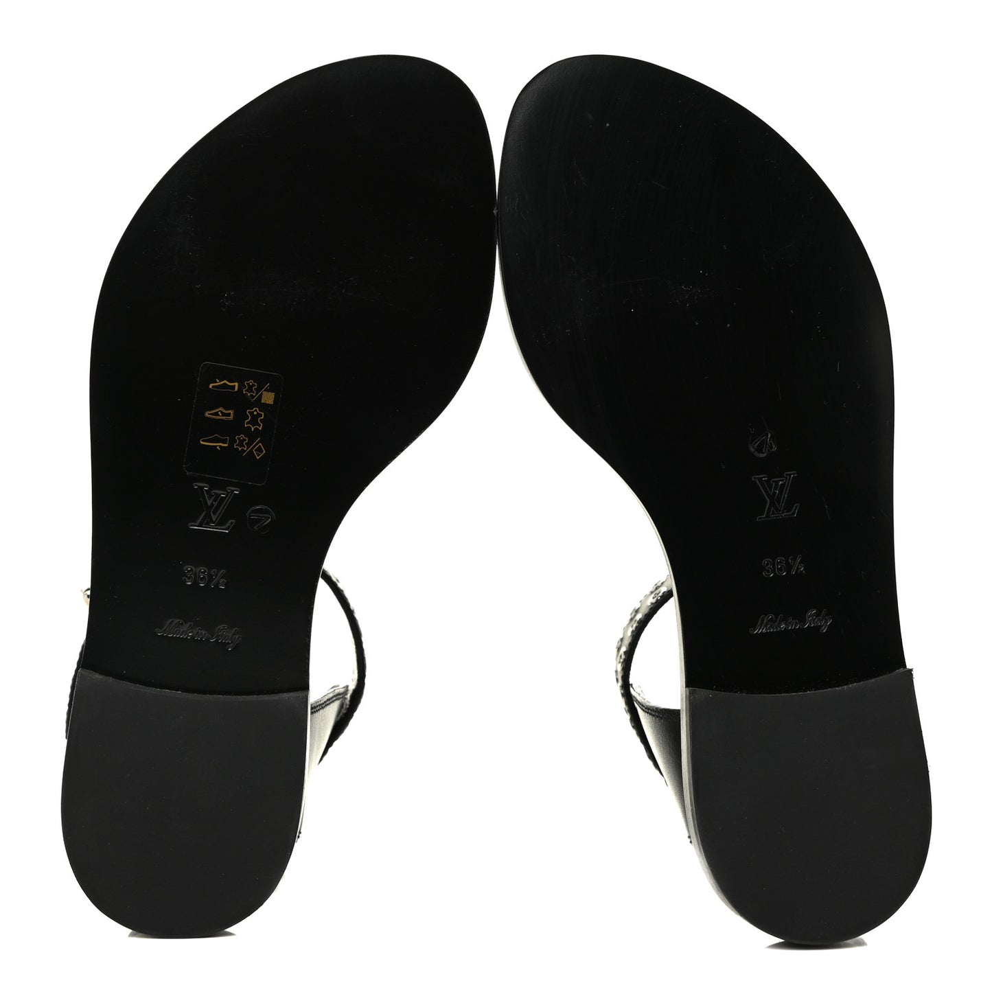Calfskin Monogram Passenger Flat Sandals 36.5 Black
