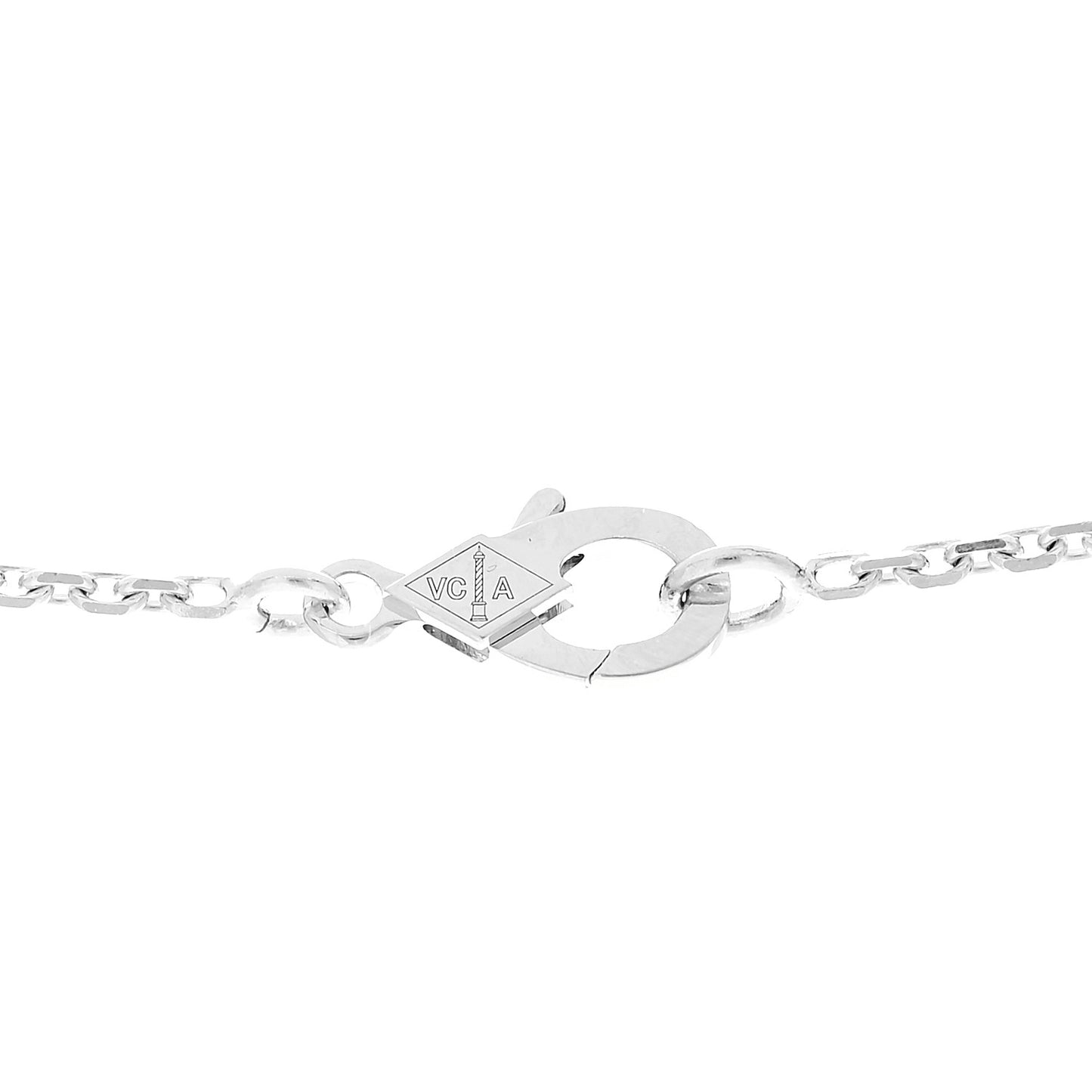 18K White Gold Mother Of Pearl Vintage Alhambra Pendant Necklace