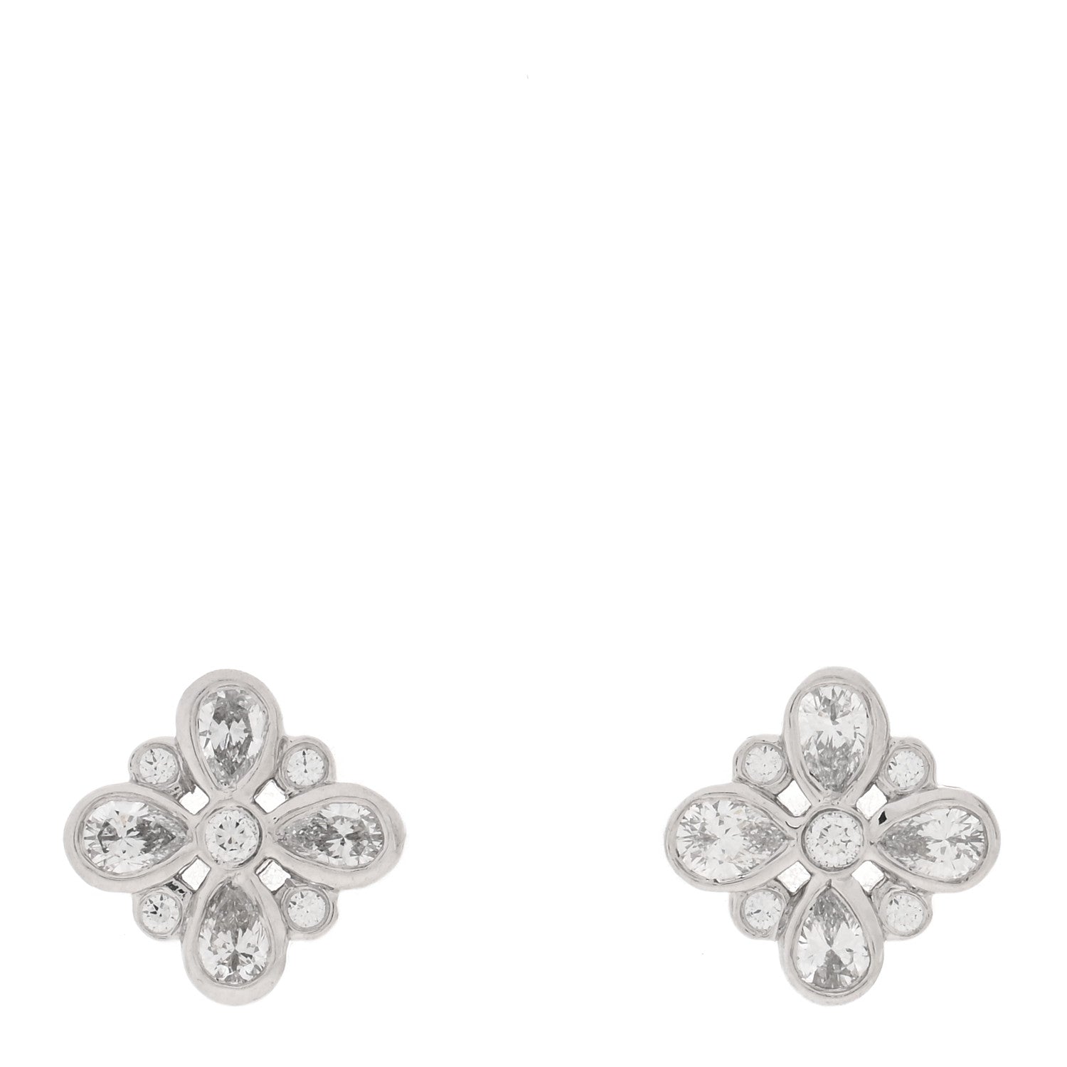 Tiffany Platinum Diamond Enchant Stud Earrings 1 of 5