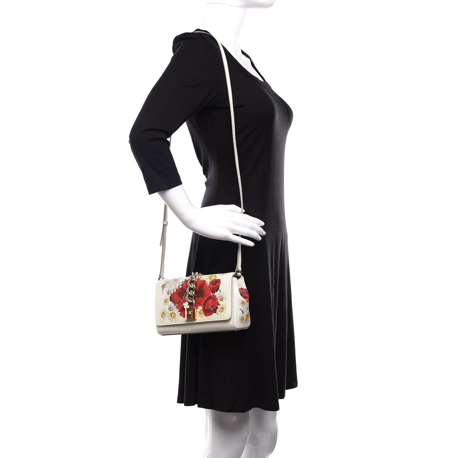 Dolce & Gabbana Dauphine Floral Print Crossbody Bag White Multicolor 2 of 9