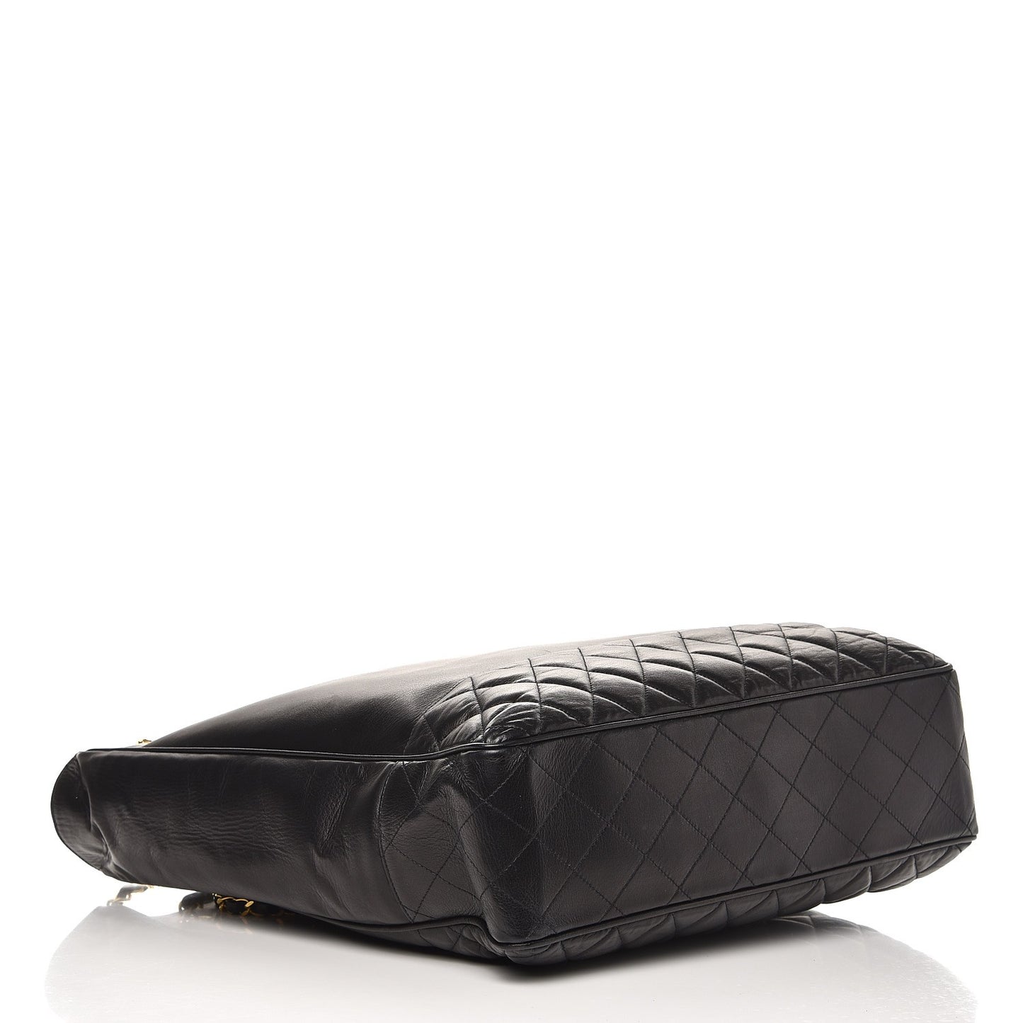 Lambskin Quilted Large Shoulder Bag Black