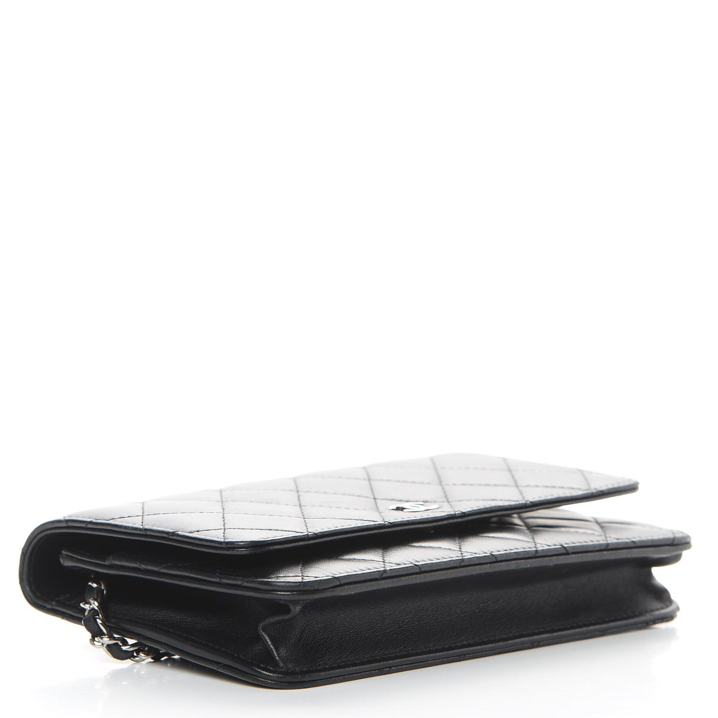 Lambskin Quilted Wallet On Chain WOC Black