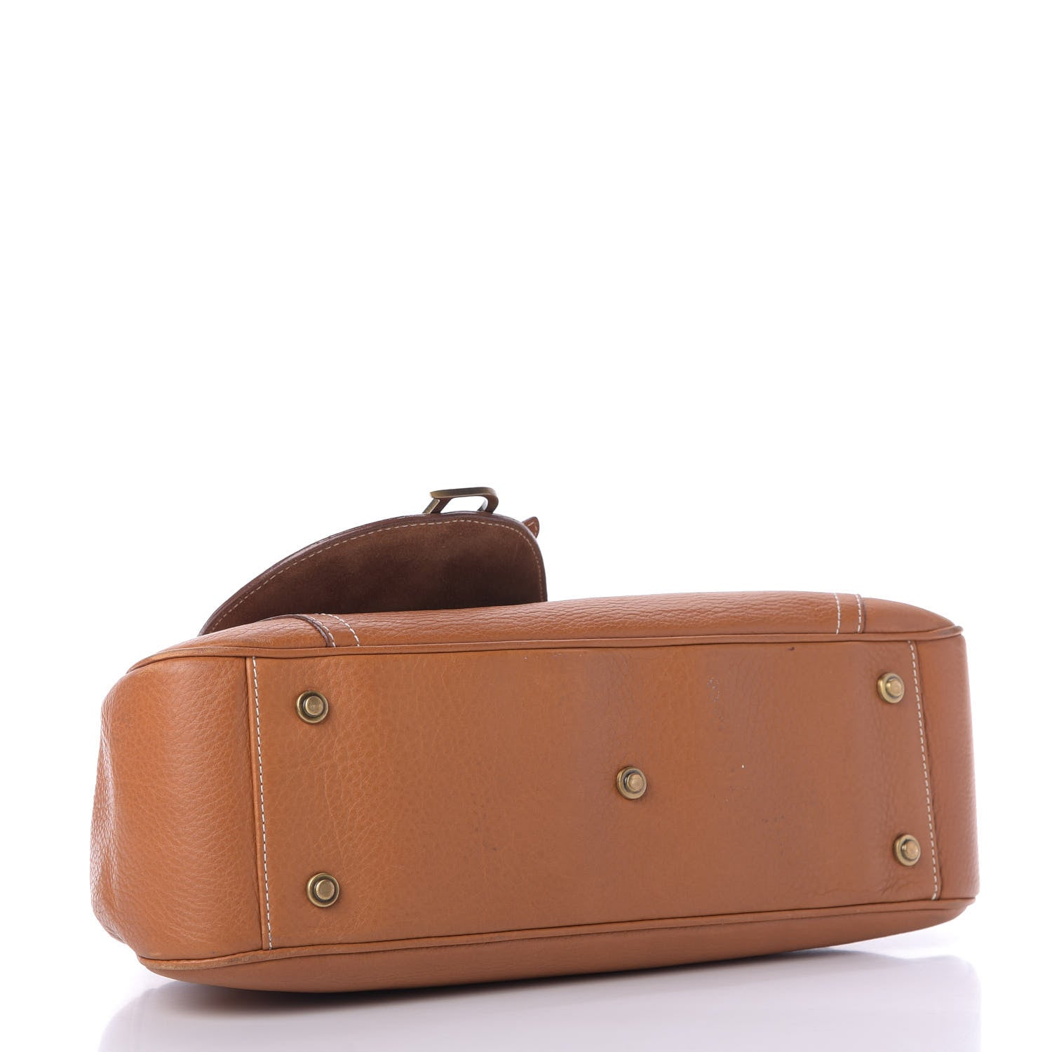 Christian Dior Calfskin Saddle Top Handle Satchel Tan 4 of 9