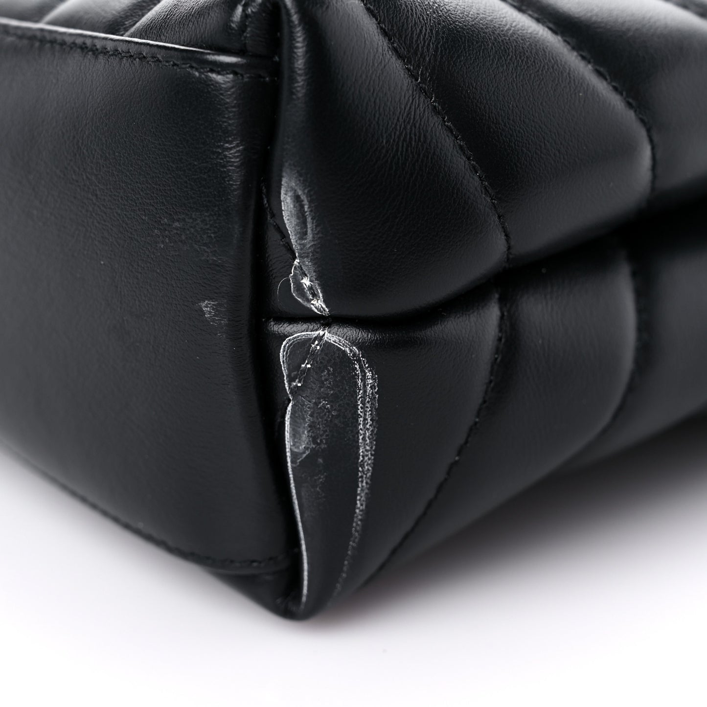 Calfskin Y Quilted Monogram Monochrome Small Loulou Chain Satchel Black