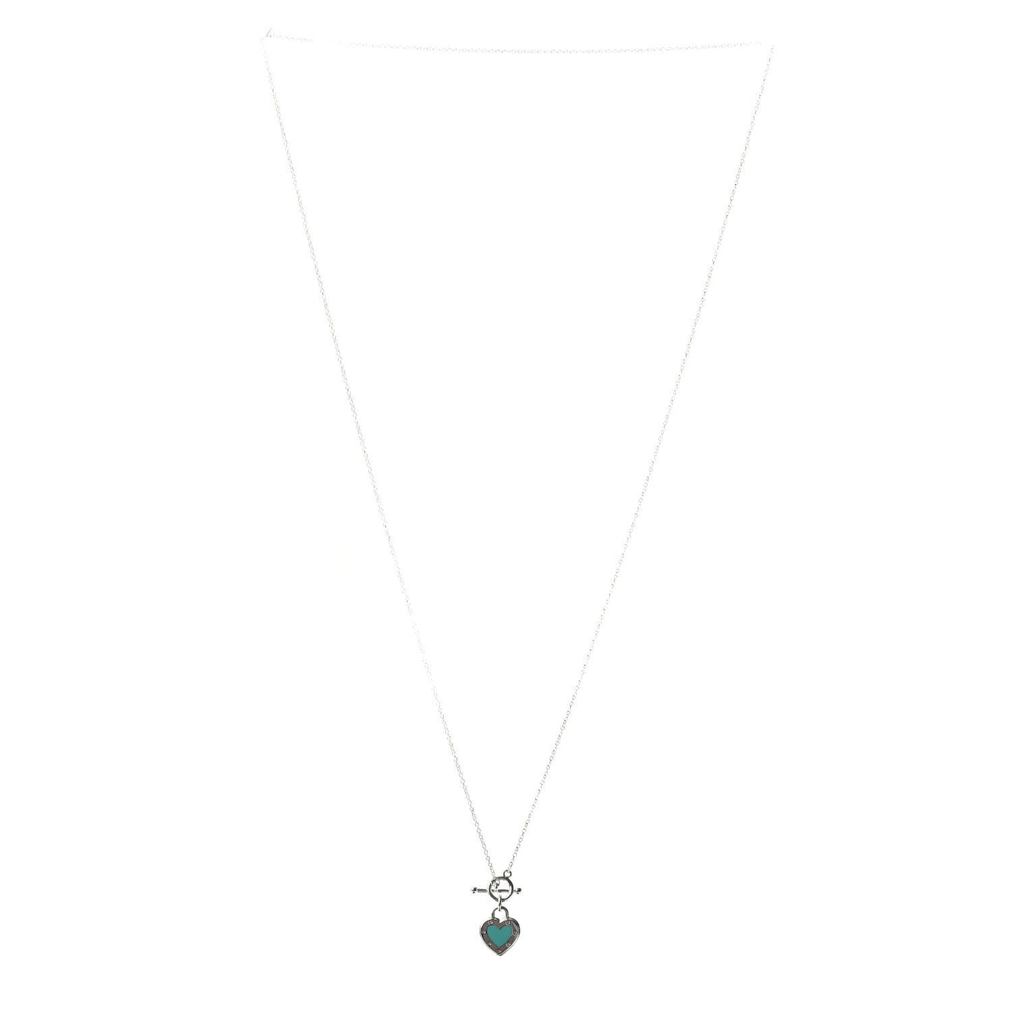 Sterling Silver Enamel Return to Tiffany Love Heart Necklace Blue