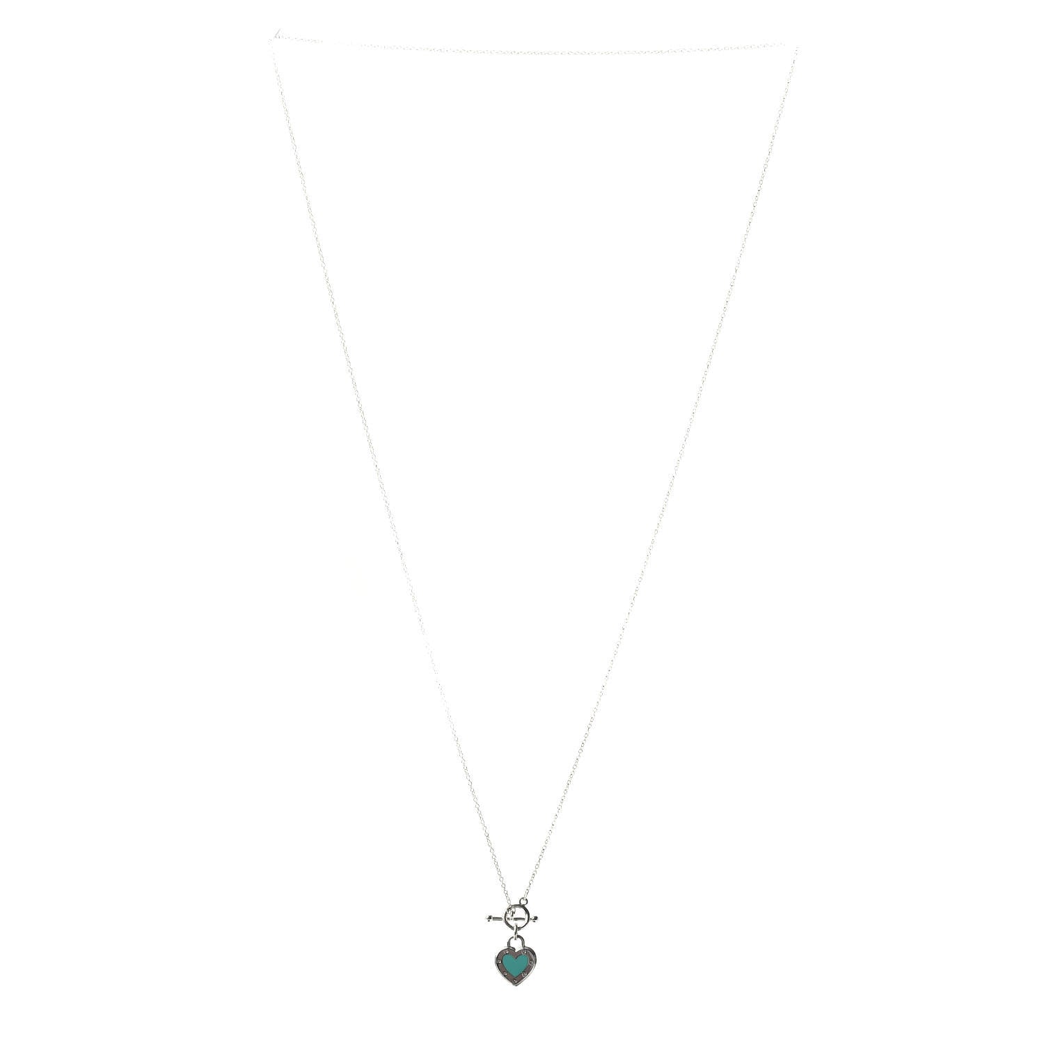 Tiffany Sterling Silver Enamel Return to Tiffany Love Heart Necklace Blue 3 of 5
