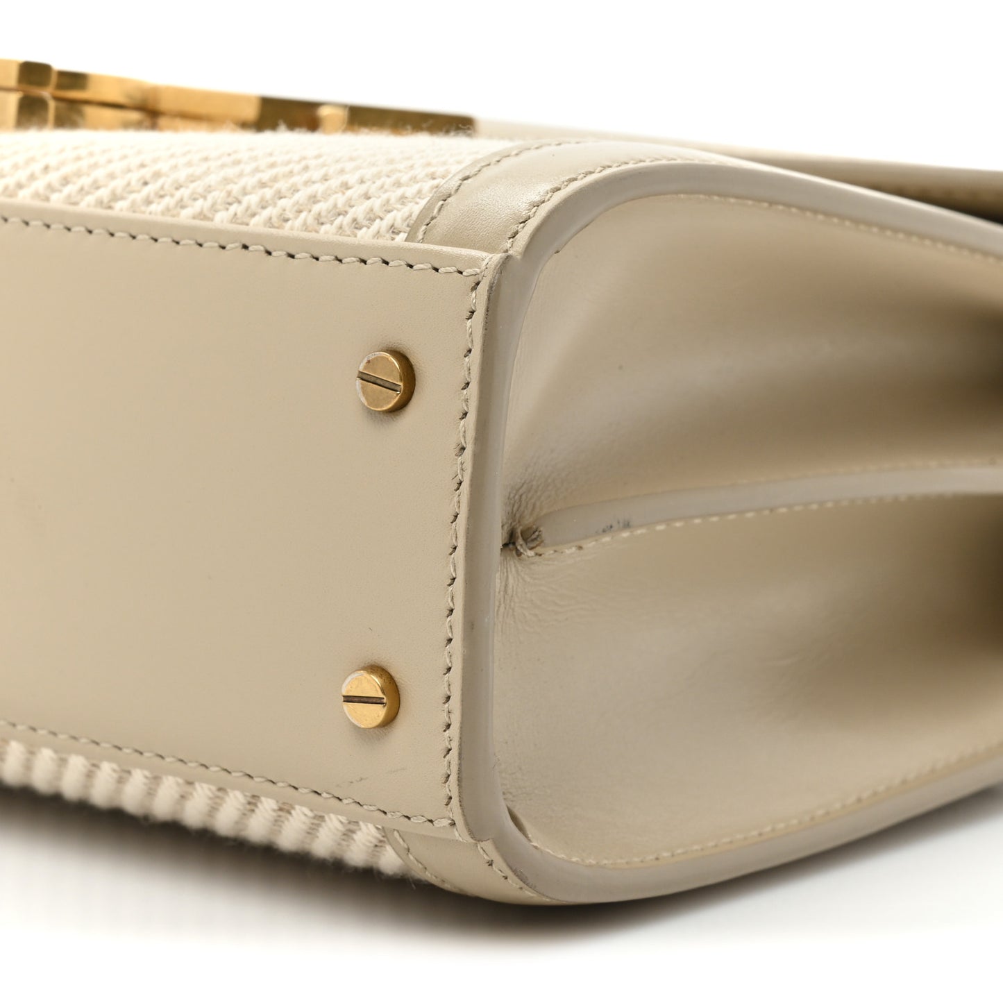 Canvas Calfskin Mini Classic Monogram Cassandra Top Handle Beige Cream