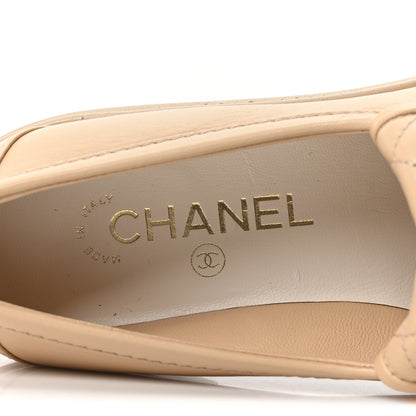 Chanel Lambskin Quilted CC Turnlock Loafers 37.5 Beige 8 of 10