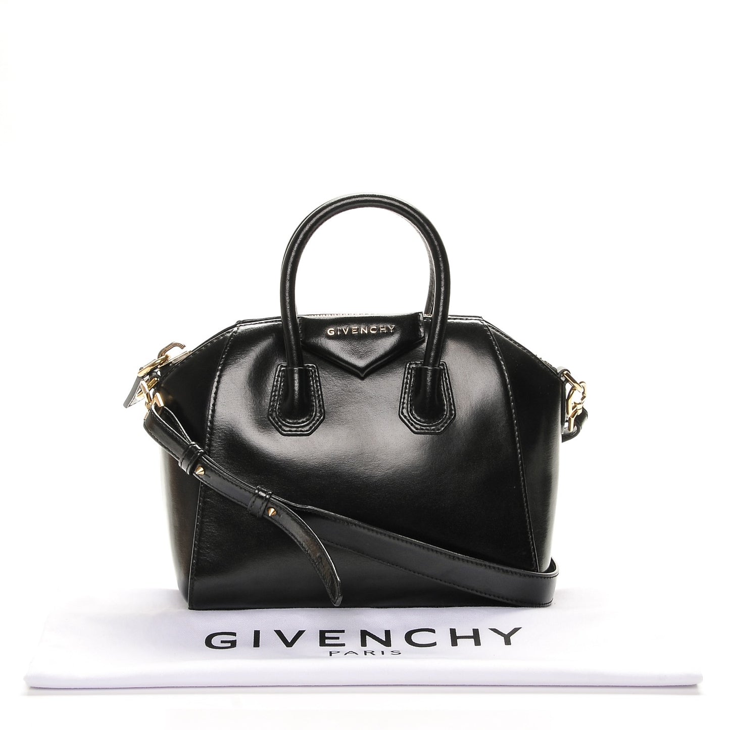 Shiny Lord Calfskin Mini Antigona Black