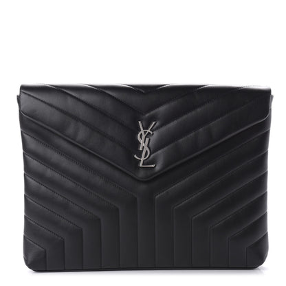 Saint Laurent Calfskin Y Quilted Monogram Loulou Document Holder Black 1 of 9