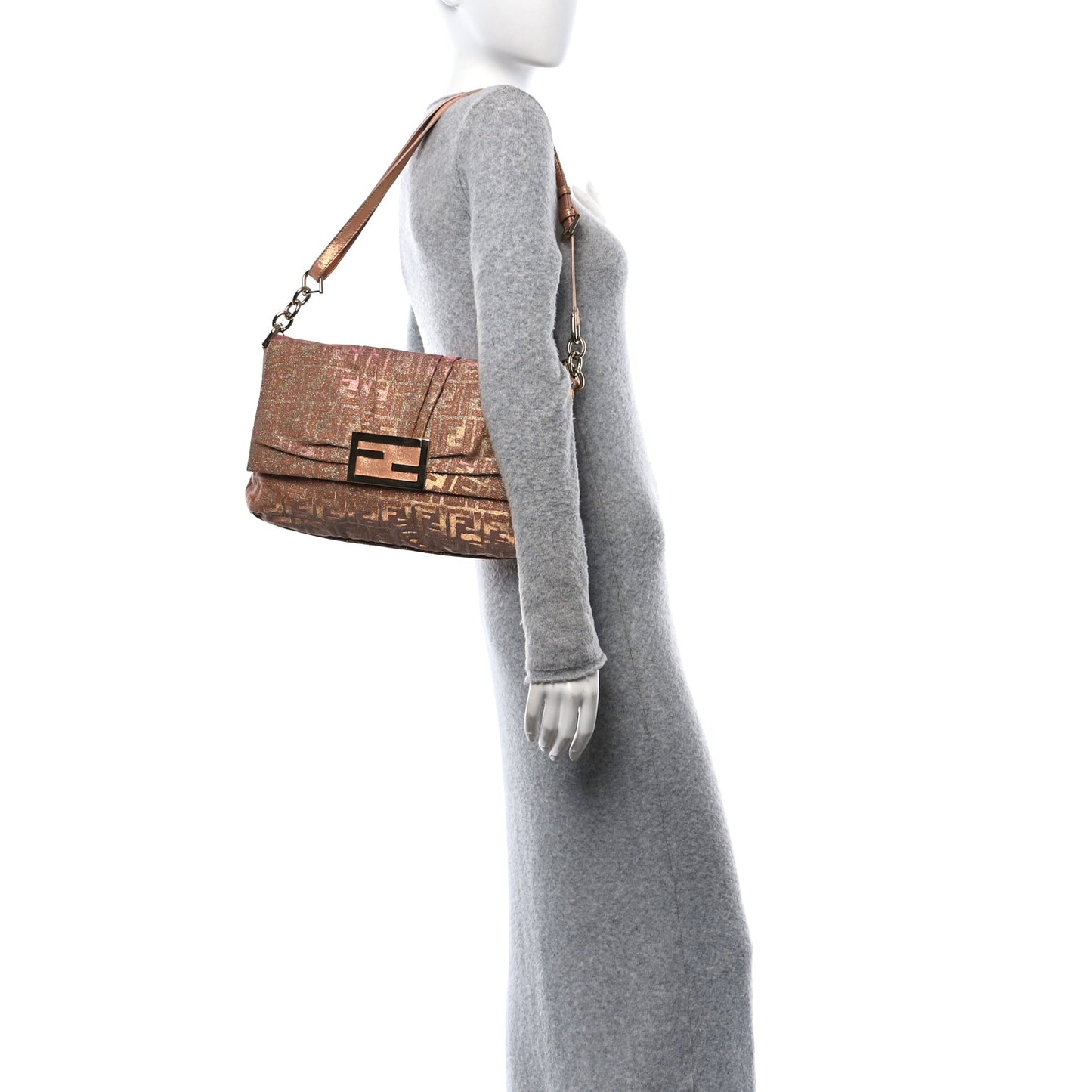 Metallic Lurex Zucca Large Mia Shoulder Flap Arancio Oro Chiaro