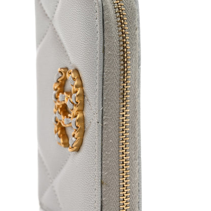Chanel Metallic Lambskin Quilted 19 Zip Around Coin Purse Wallet Silver 9 of 10