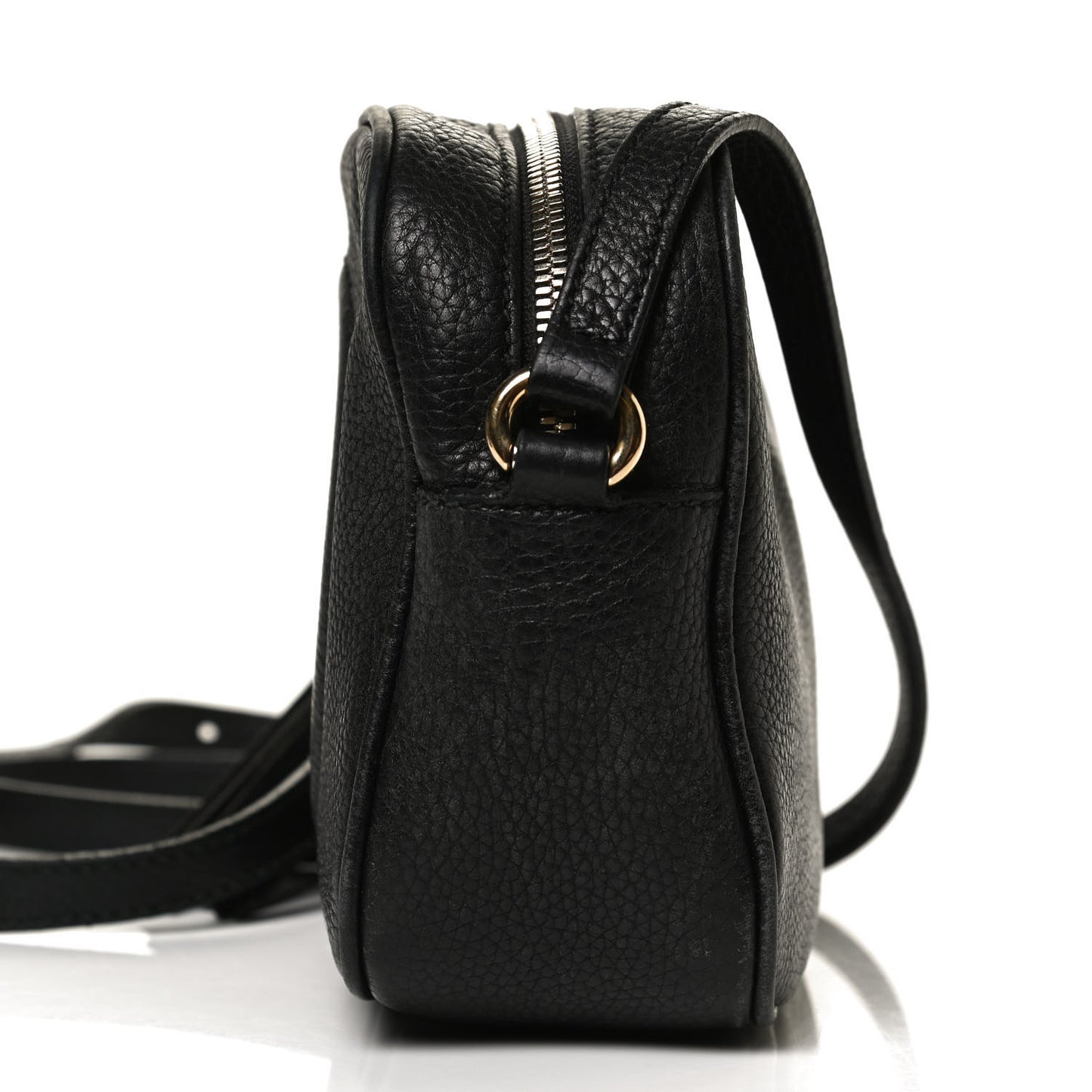 Pebbled Calfskin Small Soho Disco Bag Black