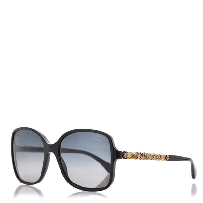 Chanel Acetate Polarized Bijou Square Sunglasses 5355 Black 1 of 9